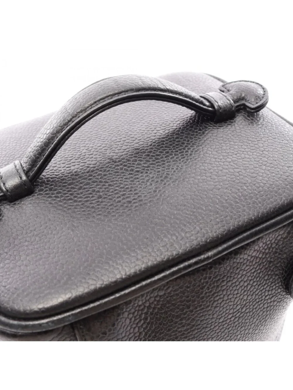 Chanel Handbag CC Logo Black Caviar Leather CC Vertical Vanity